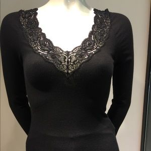 Ralph Lauren NWT black beaded ribbed top